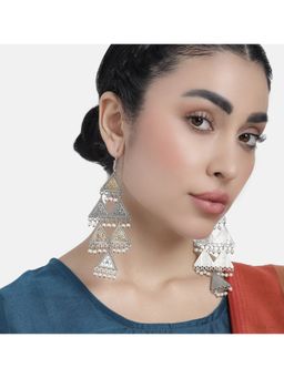 Laida - Silver - Oxidised Dual Toned Chandelier Earrings