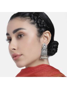 Laida - Silver Oxidised Ghungroo Drop Earrings