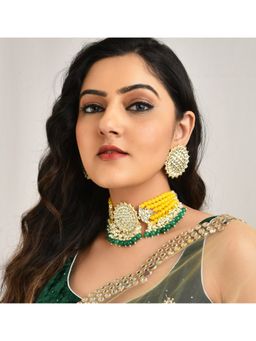 Laida - Gold-Plated Stone-Studded & Artificial Beaded Jewellery Set