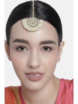 Laida - Gold Plated Moti Half Chandballi Maangtikka