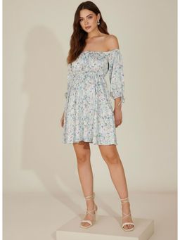 Twenty Dresses by Nykaa Fashion - Womens Poly Rayon Floral Sky Blue Mini Dress