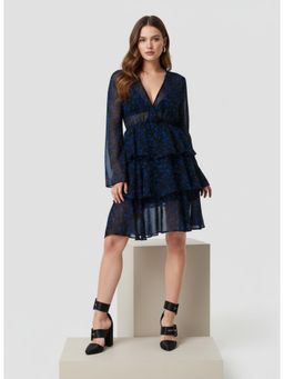 Twenty Dresses by Nykaa Fashion - Womens Georgette Floral Print Blue Dress