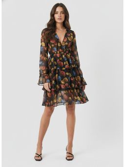 Twenty Dresses by Nykaa Fashion - Womens Georgette Floral Black Dress