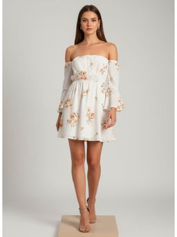Twenty Dresses by Nykaa Fashion - Womens Poly Rayon Floral Antique White Dress