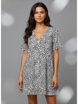 Twenty Dresses by Nykaa Fashion - Womens Poly Rayon Polka Dots Black Dress