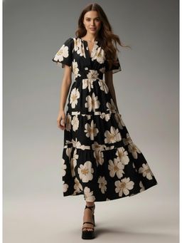 Twenty Dresses by Nykaa Fashion - Womens Poly Rayon Floral Black Dress