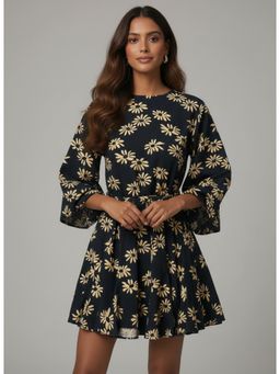 Twenty Dresses by Nykaa Fashion - Womens Crepe Floral Black Dress