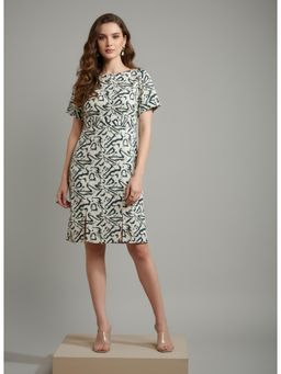 Twenty Dresses by Nykaa Fashion - Womens Blended Fabric Abstract Cream Dress