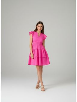 Twenty Dresses by Nykaa Fashion - Womens Pink Tiered Fit & Flare Dress