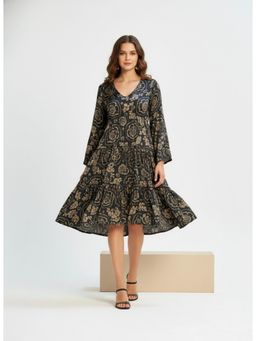 Twenty Dresses by Nykaa Fashion - Womens Satin Floral Black Dress