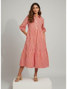Twenty Dresses by Nykaa Fashion - Womens Red Stripes Midi Dress
