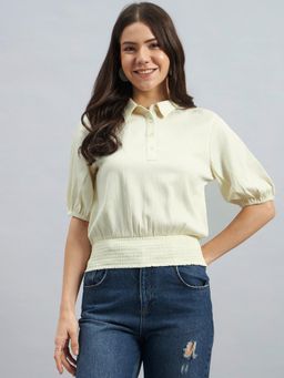 Twenty Dresses by Nykaa Fashion - Womens White Poly Lycra Collar Neck Half Sleeve Top