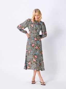 Cover Story - Multi-Color Ditsy Abstract Print Midi Dress
