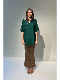 Rukinder Kumar - Emerald Green Embroidered Shirt