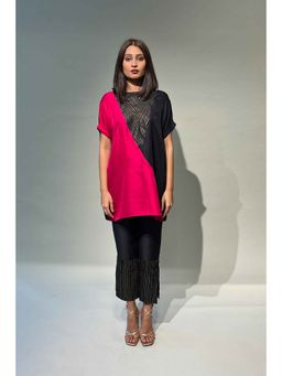 Rukinder Kumar - Women Multi-Color Silk Colorblock Kurti