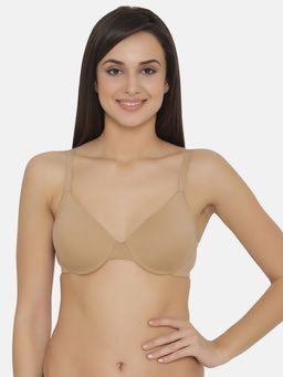 Clovia - Cotton Solid Padded Demi Cup Wire Free T-shirt Bra - Nude