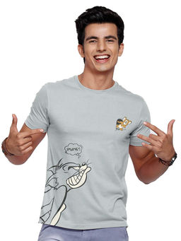 The Souled Store - Men Official Tom And Jerry Angry Tom Grey T-shirts