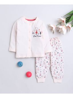 Bumzee - Peach Baby Boys Full Sleeves Jabla & Pyjama (Set of 2)