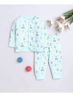 Bumzee - Mint Green Baby Boys Full Sleeves Jabla & Pyjama (Set of 2)
