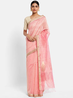 Fabindia - Cotton Silk Chanderi Woven Sari without Blouse