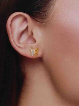 Kai Jewel - 92.5 Silver Women Gold Plated Butterfly Bloom Stud Earrings