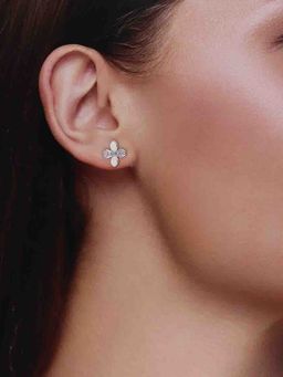 Kai Jewel - 92.5 Silver Women Sterling Bezels Floral Earrings