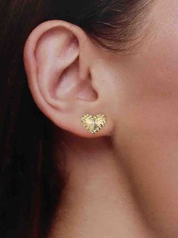 Kai Jewel - 92.5 Silver Women Gold Plated Minimal Heart Stud Earrings