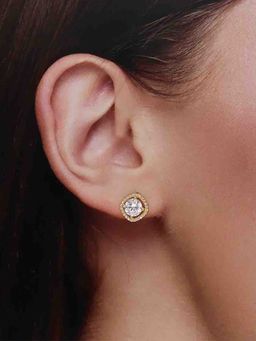 Kai Jewel - 92.5 Silver Women Gold Plated Solitaire Stud Earrings