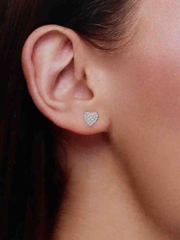 Kai Jewel - 92.5 Silver Women Zircon Heart Stud Earrings