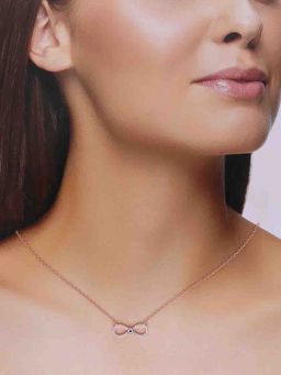 Kai Jewel - 92.5 Silver Women Rose Gold Plated Evil Eye Infinity Stone Necklace