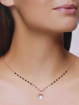 Kai Jewel - 92.5 Silver Women Rose Gold Plated Chic Solitaire Mangalsutra