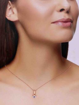 Kai Jewel - 92.5 Silver Women Rose Gold Plated Zircon Evil Eye Pendant Necklace