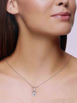 Kai Jewel - 92.5 Silver Women Zircon Evil Eye Pendant Necklace