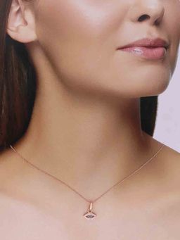 Kai Jewel - 92.5 Silver Women Rose Gold Plated Chic Evil Eye Pendant Necklace