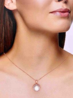 Kai Jewel - 92.5 Silver Women Rose Gold Plated Circular Pearl Necklace