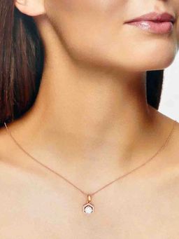 Kai Jewel - 92.5 Silver Women Rose Gold Plated Solitaire Pendant Necklace