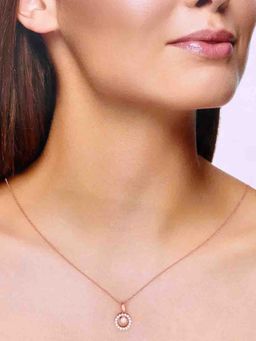 Kai Jewel - 92.5 Silver Women Rose Gold Plated Round Crystal Pendant Necklace