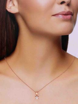 Kai Jewel - 92.5 Silver Women Rose Gold Plated Zircon Star Pendant Necklace
