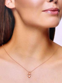 Kai Jewel - 92.5 Silver Women Rose Gold Plated Heart Charm Pendant Necklace