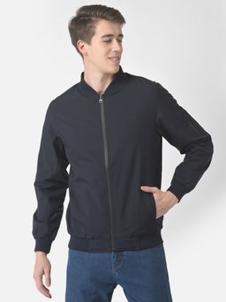 CRIMSOUNE CLUB - Men Navy Blue Bomber Jacket