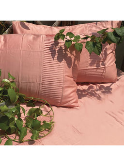 Sadyaska - Eden Pleated Coral Duvet Cover (Set of 4)