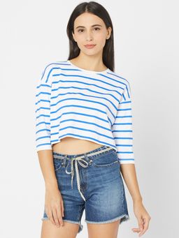 Spykar - Blue Cotton Slim Fit T-shirts