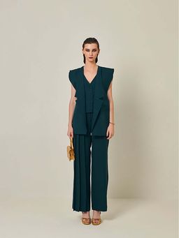 Prot Official - Cadmium Green Sleeveless Blazer with Attached Waistcoat