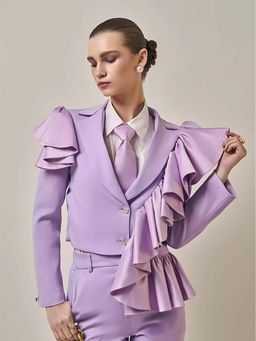Prot Official - Lavender Cropped Ruffle Blazer