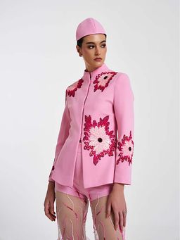 Prot Official - Pink Rosette Embroidered Blazer