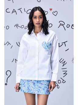 Genes Lecoanet Hemant - Sequin Heart Relax Fit Shirt - White Blue