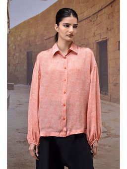 Genes Lecoanet Hemant - Warm Peach Printed Relaxed Shirt