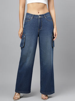 Xpose - Women Easy Wash Denim Cargo Jeans