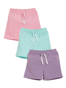 ANTHRILO - Pretty Purple, Pretty Pink And Aqua Summer Girls Shorts (Pack of 3)