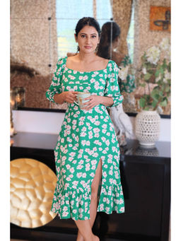 Attic Salt - Meadow Breeze Green Floral Dress